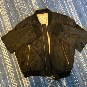 Zara Basic Black Bomber Jacket
